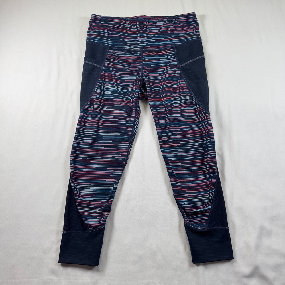Athleta Leggings Womens‎ Small Muti-color Striped Yoga Pants Pockets Activewear